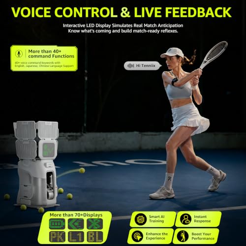 Portable Tennis Ball Machine - 75MPH, 4H Runtime, Gray