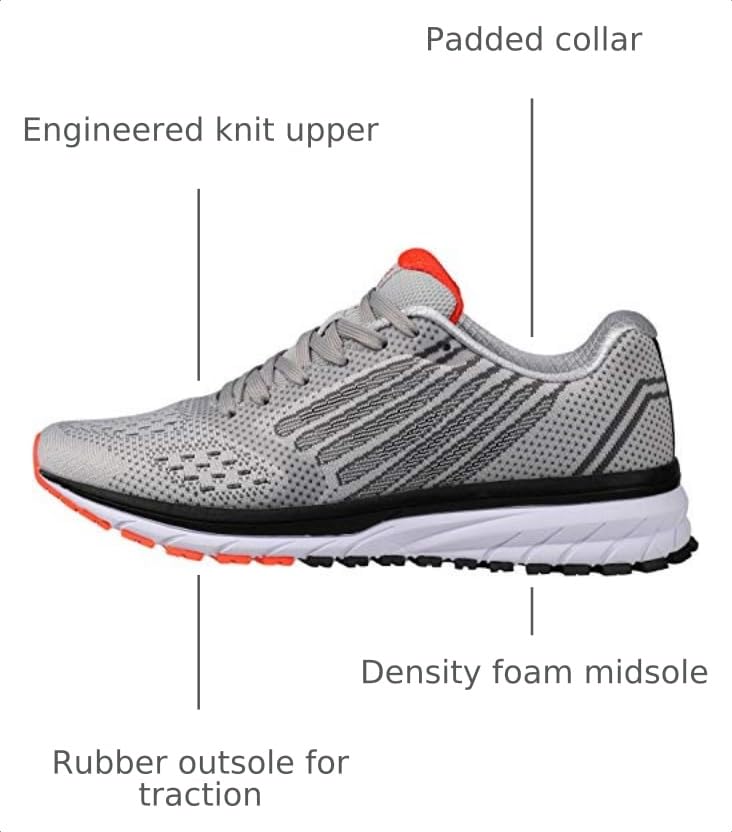 Joomra Whitin Men's Supportive Cushioned Athletic Running Shoes Light Grey 10
