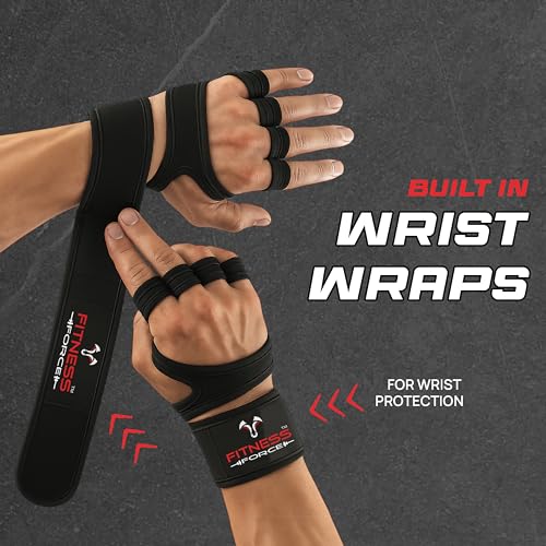 Ventilated Weight Lifting Gloves with Wrist Wraps - Black, Large