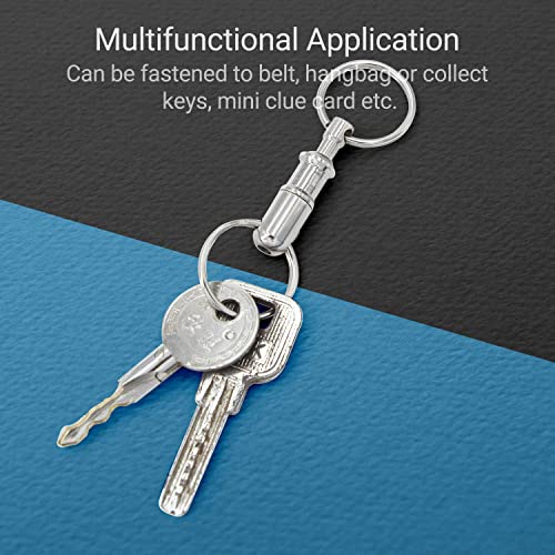 Quick Release Keychain Set - 8Pcs Detachable Key Rings Silver