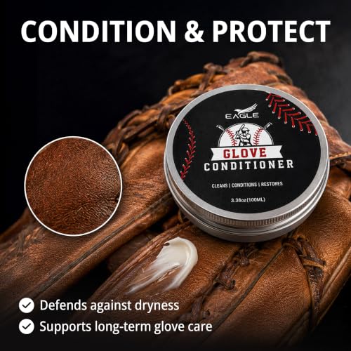 Eagle Baseball Glove Care Kit – Cleaner, Oil & Conditioner with Applicators & Cloth