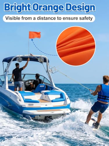 Bigmeta Orange Boat Flag with Telescoping Pole - 12x18 in, Marine Safety