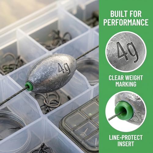 Egg Sinkers Fishing Weights - Oval Slip Sinker 1/8oz - 10pcs