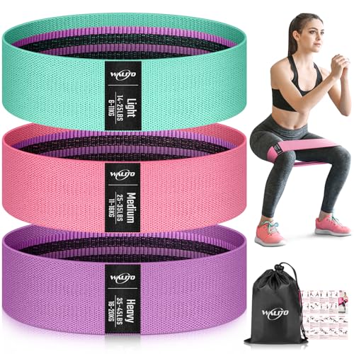 Fabric Resistance Bands Set for Glutes and Legs - Pink, Aqua, Purple
