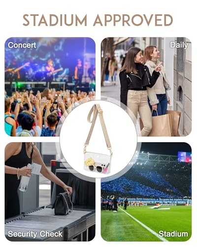 Clear Purse for Stadium Events - Beige Herringbone Crossbody Bag