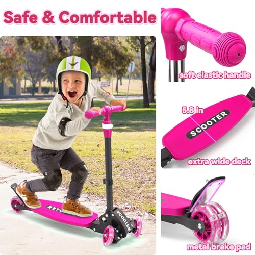 Scooter for Kids 3-12, Kid Scooters with Extra-Wide Deck, 165 lbs