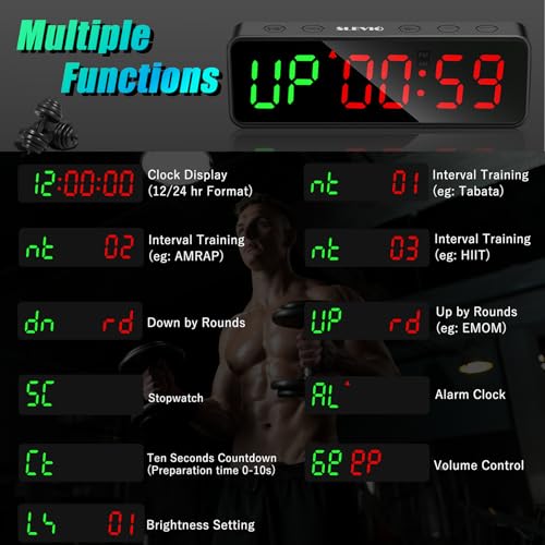 Magnetic Gym Timer Stopwatch with Large LED Display - Matte Black
