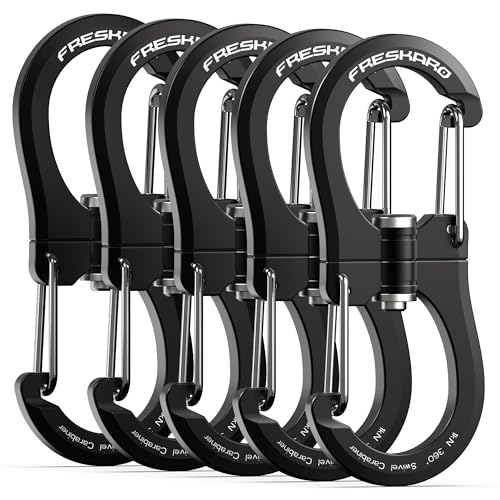 1kN Double-Ended Wiregate Carabiner Clip - Black, 5pcs