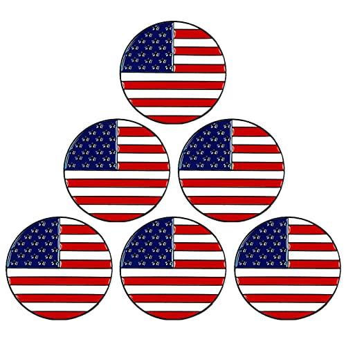 USA Flag Golf Ball Markers Set - 6 Pcs Assorted Patterns