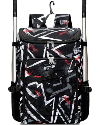 FOKDUVB Kids Baseball Softball Bag Black, Spacious Sports Equipment Organizer