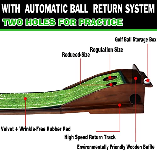 Indoor Outdoor Golf Putting Mat with Automatic Ball Return