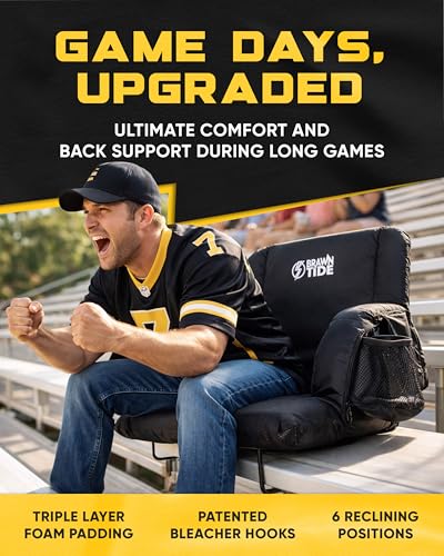 Stadium Seat for Bleachers - 3" Foam Cushion, 2 Cup Holders, 23" Wide - 2 Pack
