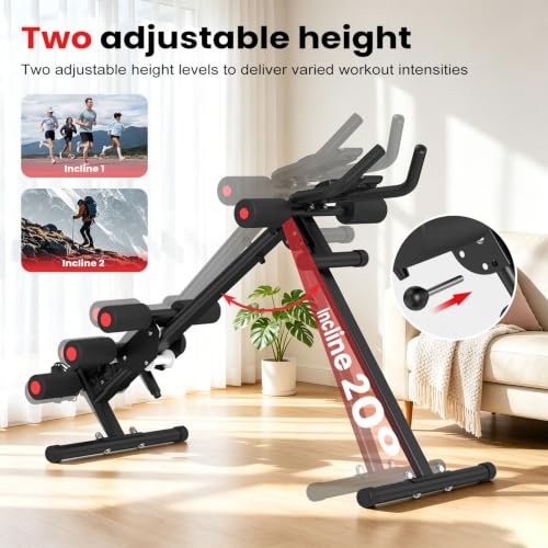 Adjustable Ab Workout Machine - 5-in-1 Home Gym Equipment - Black