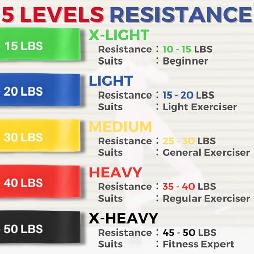 Resistance Loop Bands Set of 5 for Home Workout & Physical Therapy