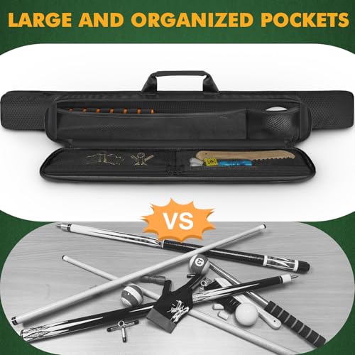 Pool Cue Case - 1x1 Soft Stick Bag with Accessory Pocket - Black