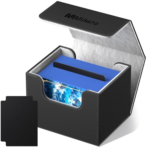 Card Deck Box for 100+ Cards with Magnetic Closure & Dividers - Black B2-Horizontal