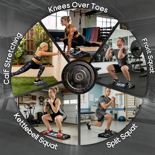 Squat Wedge for Deeper Squats - Heel Elevated Block - Navy/White