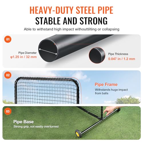 Baseball & Softball Batting Screen - 7x7 ft L-Shape with Wheels