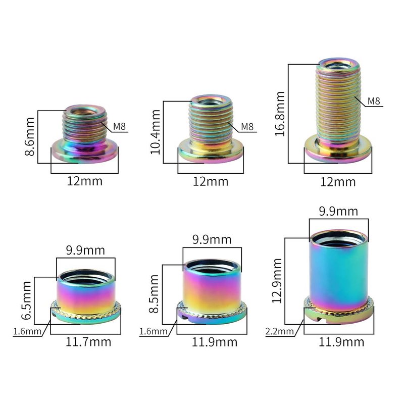 Xmomx 5 pcs for Each Colorful Single/Double/Triple Chainring Bolts Screws Disc Crankset Nuts Chainwheel Colorful + 10 pcs Silver Washers Fit for Road Bike Mountain Bike MTB (25 pcs)