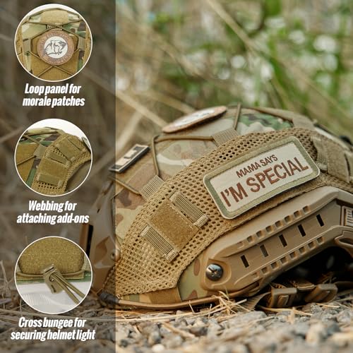 Tactical Helmet Cover - Lightweight Cloth for Fast & Bump Helmets - Large ComoColor