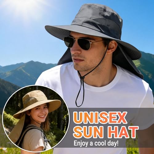 Wide Brim Sun Hat with Neck Flap | UPF 50+ UV Protection, Adjustable & Water Resistant