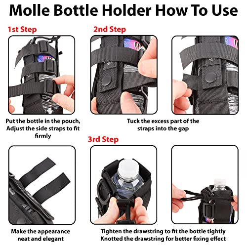 Black MOLLE Water Bottle Holder 40 oz Tactical Pouch for Backpack & Belt