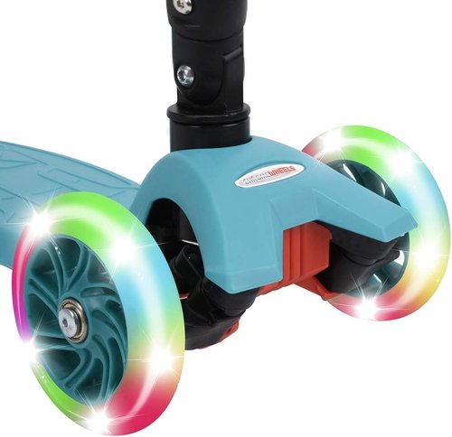 ChromeWheels Foldable Scooter - Deluxe Kick Scooter with Adjustable Height & LED Light-Up Wheels | For Kids Ages 3-12, 132lbs Limit