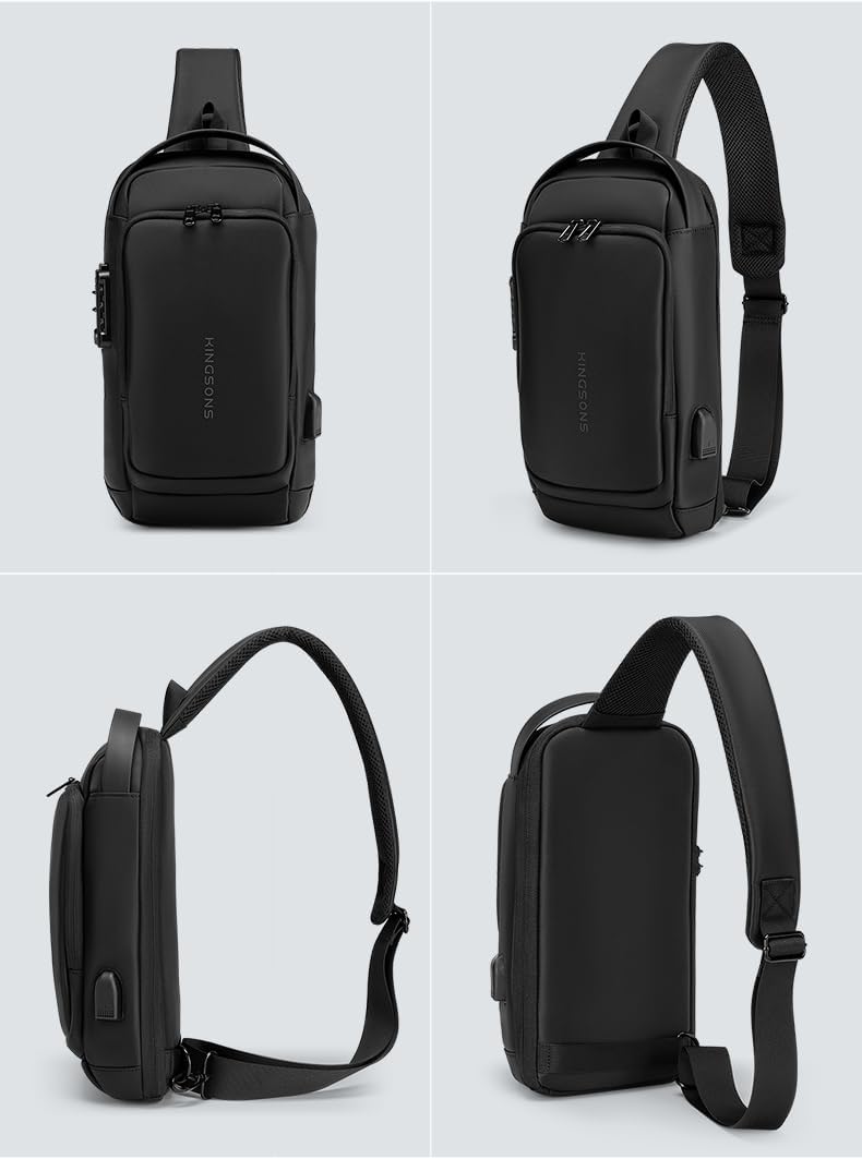 Kingsons Sling Crossbody Bag Anti-theft Chest Shoulder Backpack for Men Waterproof Minimalist Casual Daypack for Travel Gym