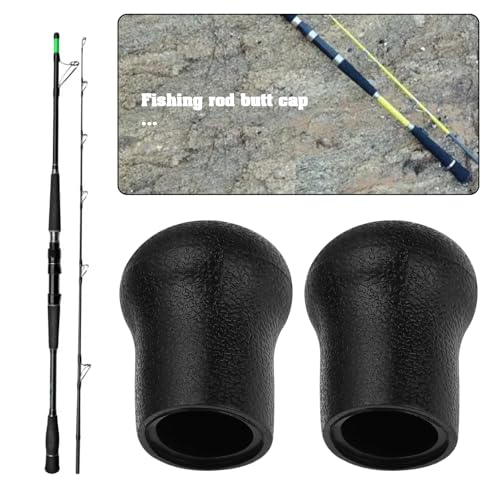 eMagTech 2pcs PVC Fishing Rod Butt Cap Protector End - 19mm, Black, 45.5x35mm, DIY Repair & Building