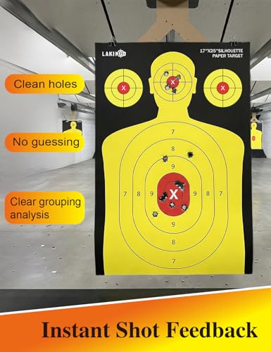 High-Visibility Silhouette Shooting Targets - 17x25 Inch, Yellow - 10pcs Triple Target