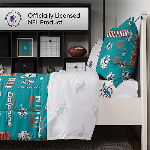 Miami Dolphins Twin Bed in a Bag Comforter Set - 5-Piece Bedding