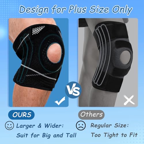 King Mills Extra Large Plus Size Knee Brace 4XL for Men & Women, Gray / XXXL Support