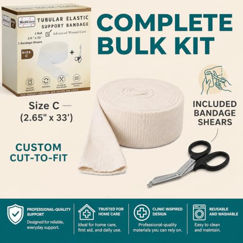Medcore Size C Tubular Compression Bandage 2.65" x 33 ft – Cut-to-Fit, Washable, No Tape