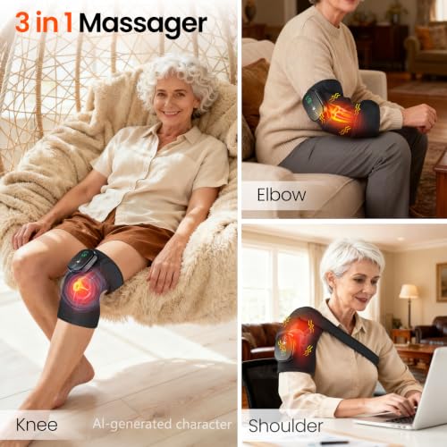 X-PREK Cordless Heated Knee Massager with Vibration - Black 1 Pack