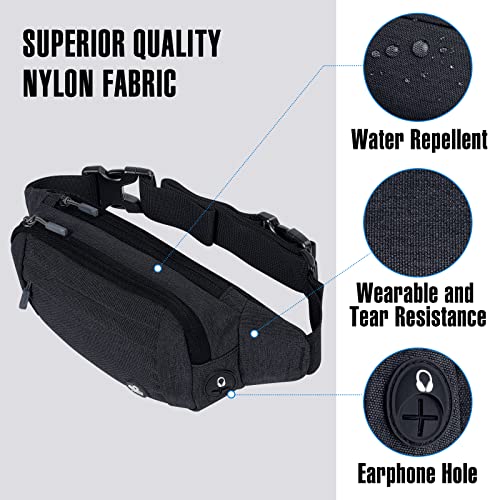Lightweight Water-Resistant Fanny Pack - Black