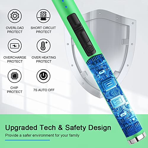 Glow-in-the-Dark USB Lighter - Rechargeable Windproof for BBQ & Candle - Green