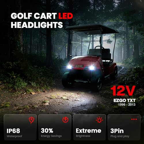 VYYOKMU 12V LED Headlights for EZGO TXT Golf Cart 1996-2013, DOT Street Legal Kit