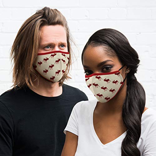 Washable 3-Ply Cloth Face Mask - Adjustable with Filter Pocket - Buffalo Plaid Moose