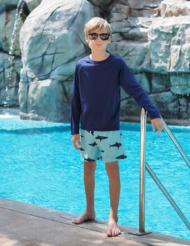 Boys Swim Trunks Quick Dry Bathing Suit - Shark Green, 8-9 Years