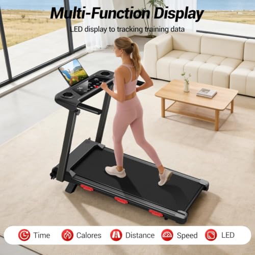 17% Incline Folding Treadmill - 3.0HP Compact Running Machine - Charcoal Grey