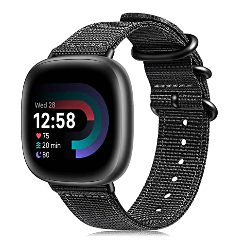 Soft Nylon Sport Band for Fitbit Versa 4/3 & Sense 2 - Black