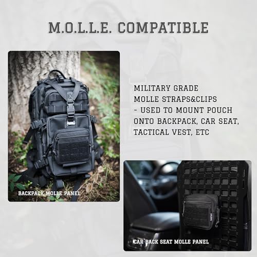 CLTAC Black M Tactical Molle Admin Pouch Utility EDC Tool Bag with US Flag Patch
