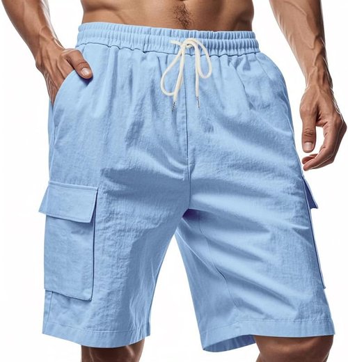 DMOYALA Men's Cargo Shorts - Quick-Dry Elastic Waist for Summer Workouts | Casual Beach Bermuda with Pockets