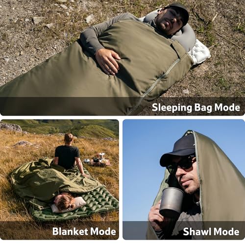 Naturehike PFAS-Free Green Lightweight Compact Sleeping Bag - Ultralight Waterproof Camping Gear for Cold & Warm Weather