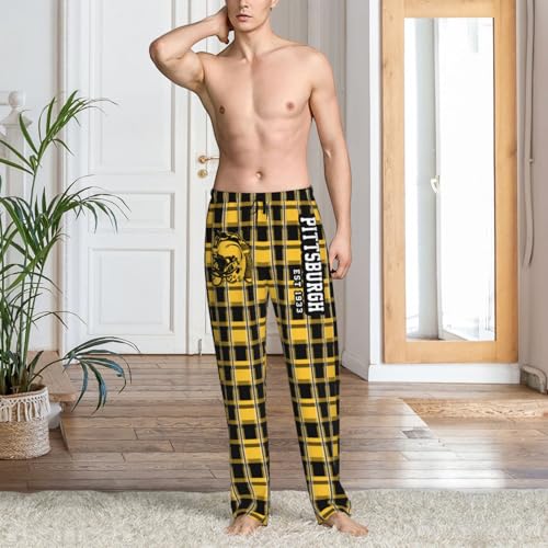 Men's Plaid Pajama Pants with Custom Name & Number - Large Pittsburgh