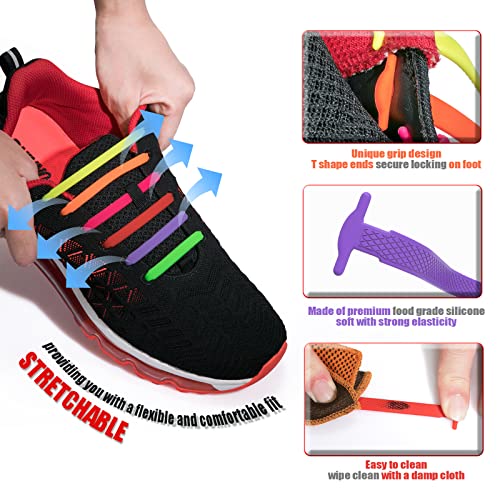 No Tie Shoelaces for Kids & Adults - Elastic Tieless in White