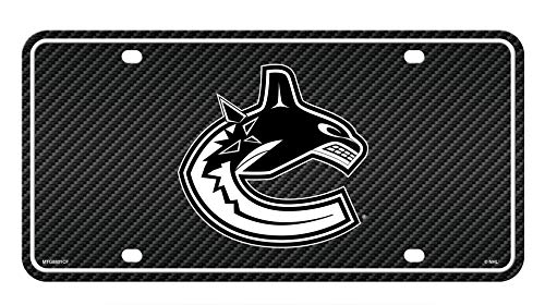 Vancouver Canucks NHL Hockey Carbon Fiber Metal Auto Tag - 6" x 12"