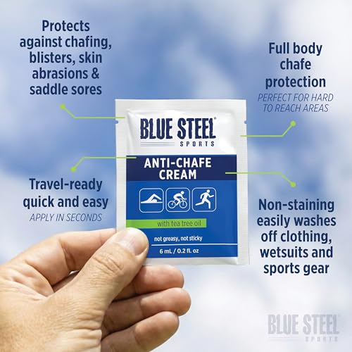 Blue Steel Sports Anti-Chafe Cream Singles 10 Pack for Runners & Cyclists