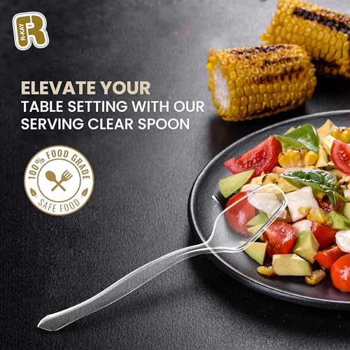 Heavy Duty Clear Plastic Serving Spoons - 8.5 Inch, 12 Pack