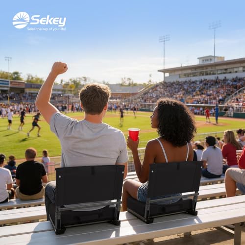 Stadium Seat Cushion with Back Support - Black, 3.2" Thick